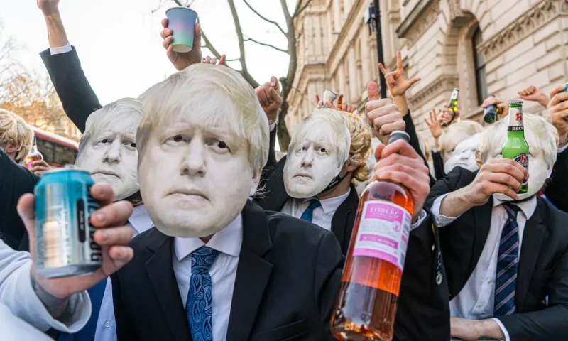 Number 10 staff drank suitcase of wine and used Boris Johnson’s slide on eve of Philip funeral