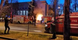 Car rams into gates of Russian embassy before driver kills himself in fireball