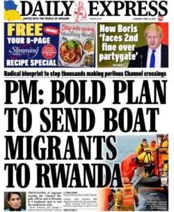 Daily Express – PM: Bold plan to send boat migrants to Rwanda