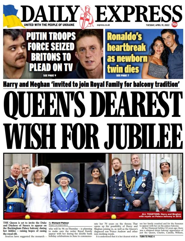 Daily Express - Queen’s dearest wish for Jubilee
