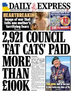 Daily Express – 2,921 council ‘fat cats’ paid more than £100k