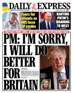 Daily Express – PM: I’m sorry, I will do better for Britain