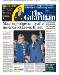 The Guardian – Macron pledges unity after he fends off Le Pen threat