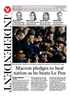 The Independent – Macron pledges to heal nation as he beats Le Pen