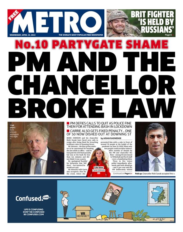 Metro - PM and the chancellor broke the law