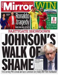 Daily Mirror – Johnson’s walk of shame