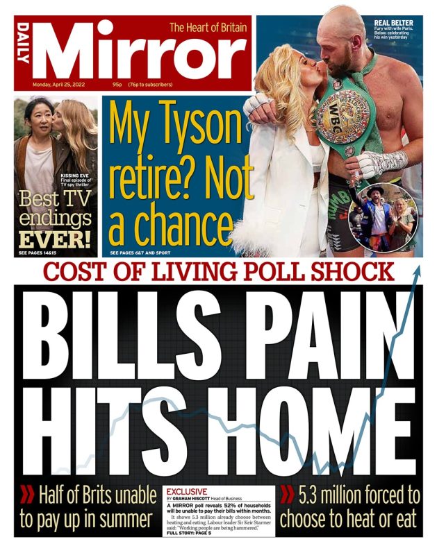 Daily Mirror - Bills pain hits home