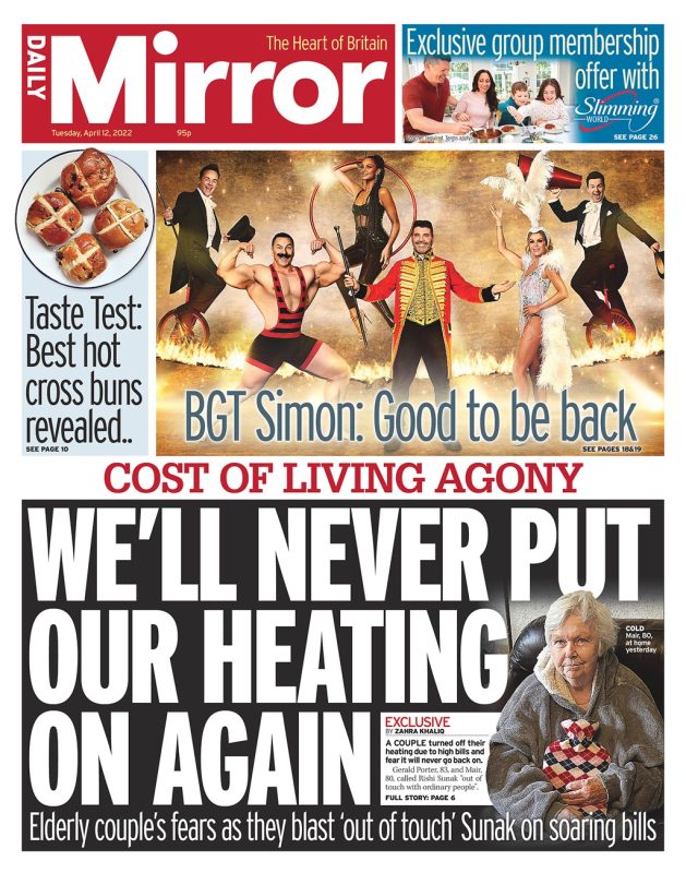 Daily Mirror - We’ll never put our heating on again