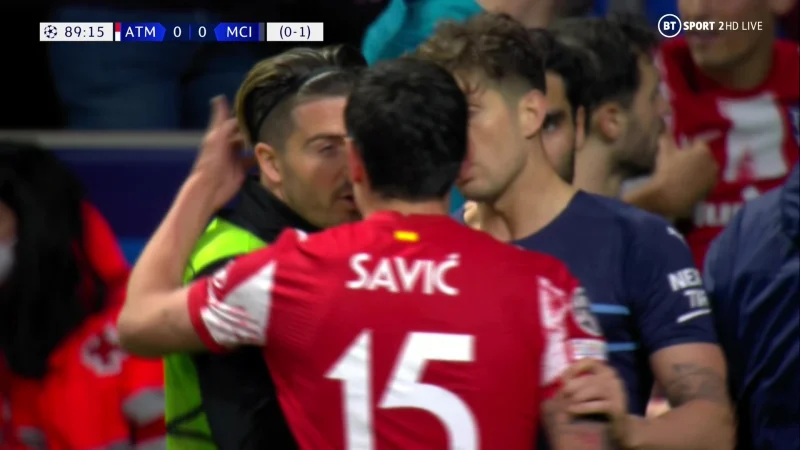 Chaos as Stefan Savic pulls Jack Grealish’s hair and chases him down the tunnel with police forced to intervene