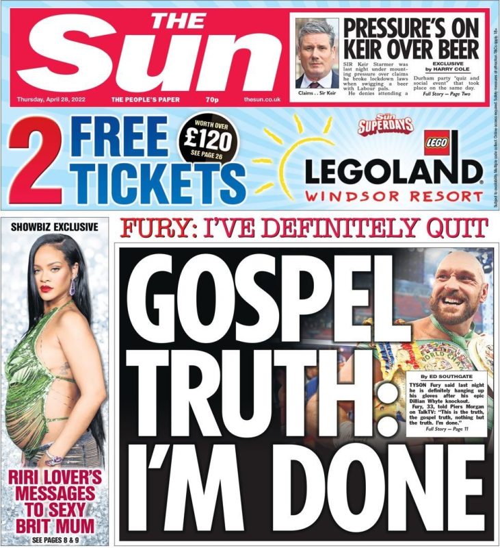 The Sun - Fury: Gospel truth I’m done