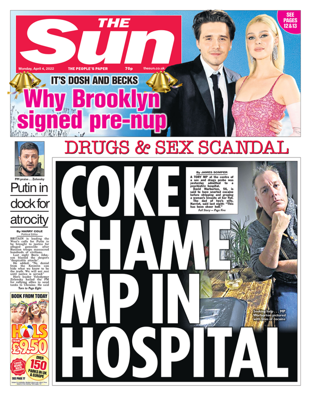 The Sun - Coke shame MP in hospital