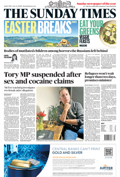 Sunday papers: Tory MP loses whip over sex and drugs claims - Baby P