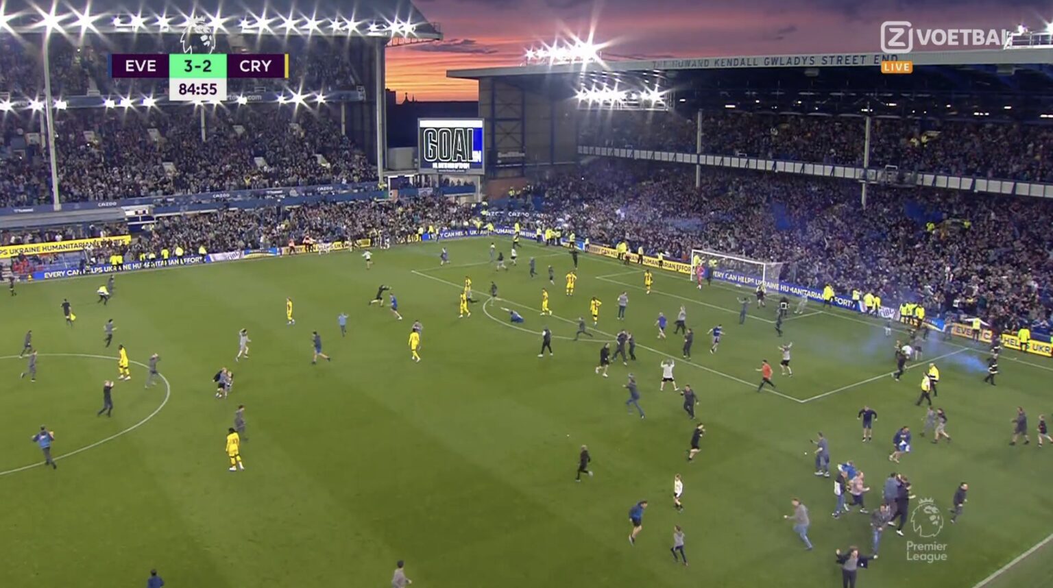Viera kicks Everton fan after pitch invasion – video