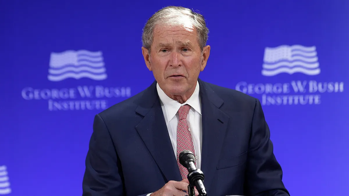 George Bush condemns his own invasion of Iraq as brutal (he meant Ukraine)