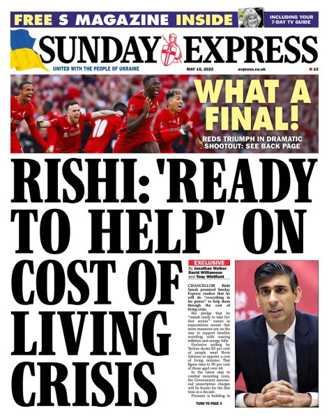 Sunday Papers - Liverpool victory & Rishi ready to help on cost of living crisis