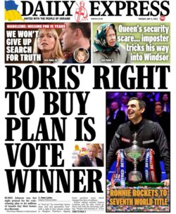 Daily Express – Boris’ right to buy plan is vote winner