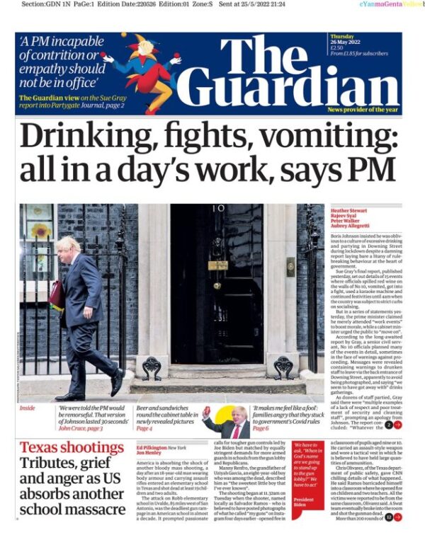 The Guardian - Drinking, fights, vomiting: All in a day’s work, says PM