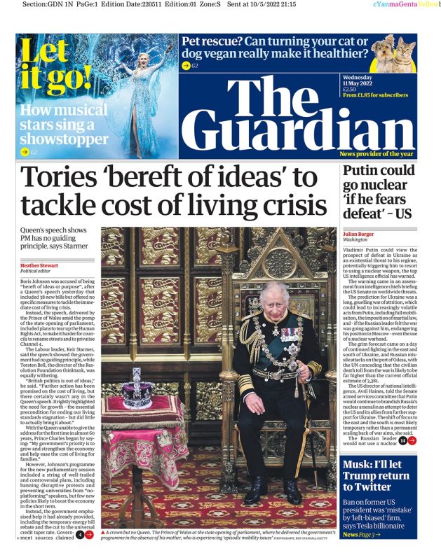 The Guardian - Tories ‘bereft of ideas’ to tackle cost of living crisis