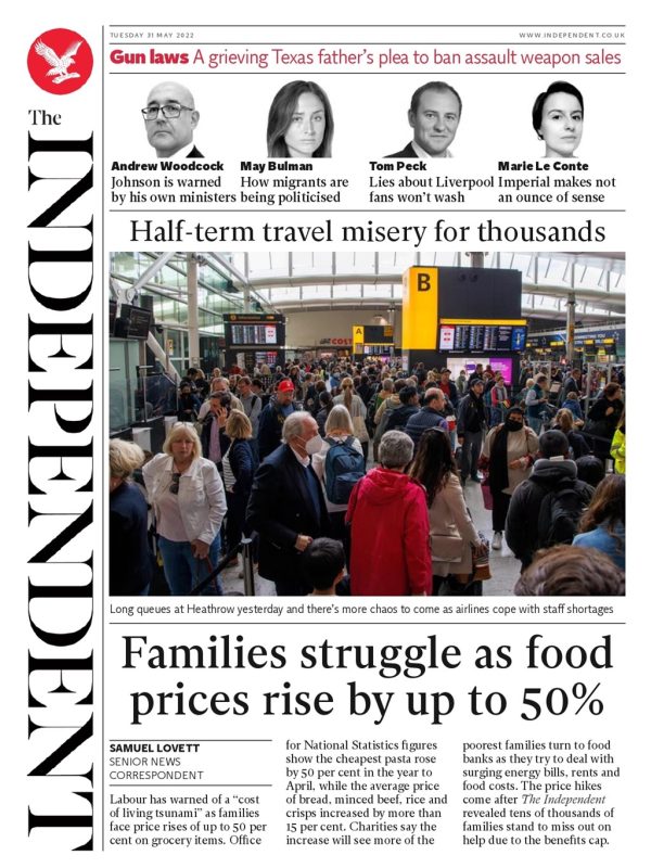 The Independent - Families struggle as food prices rise up by 50%