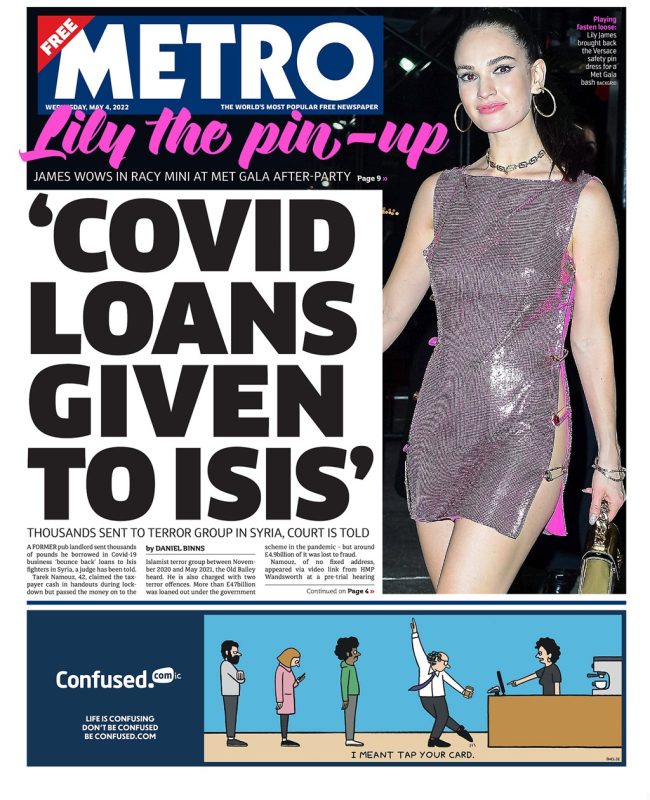 Metro - Covid loans given to ISIS