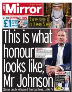Daily Mirror- This is what honour looks like, Mr Johnson
