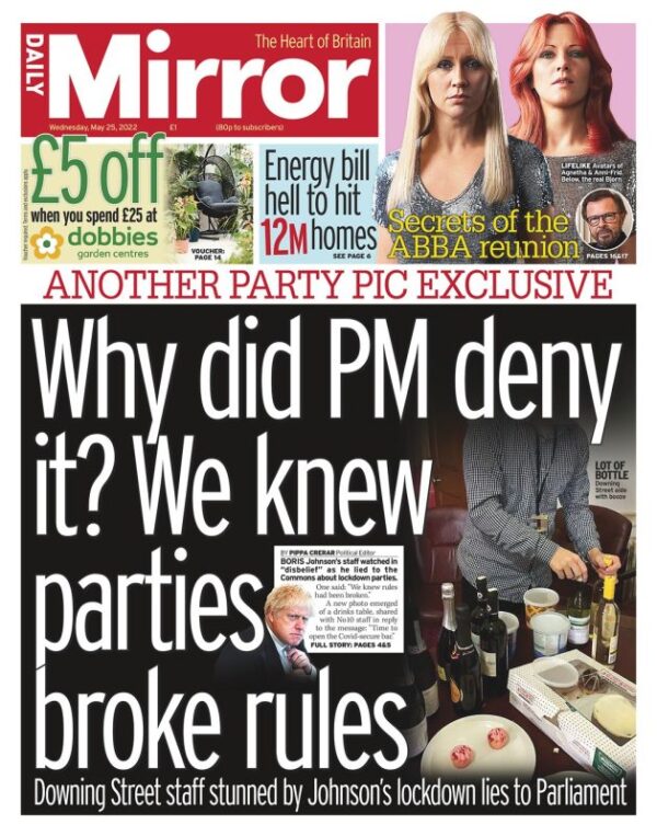 Daily Mirror - Why did PM deny it? We knew parties broke rules