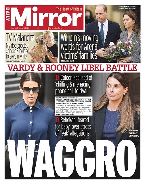 Daily Mirror - Vardy v Rooney libel battle: Waggro