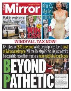 Daily Mirror - Windfall tax now - Beyond pathetic