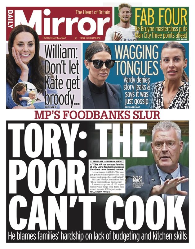 Daily Mirror - Tory: The poor can’t cook