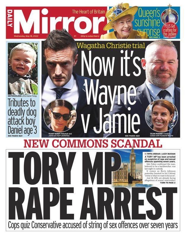 Daily Mirror - Tory MP rape arrest