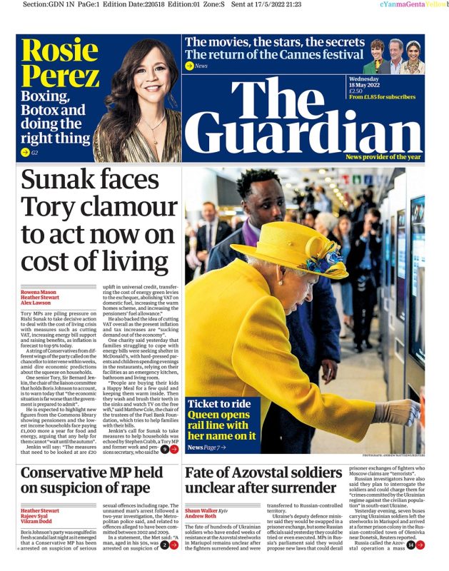 The Guardian - Sunak faces Tory clamour to act now on cost of living