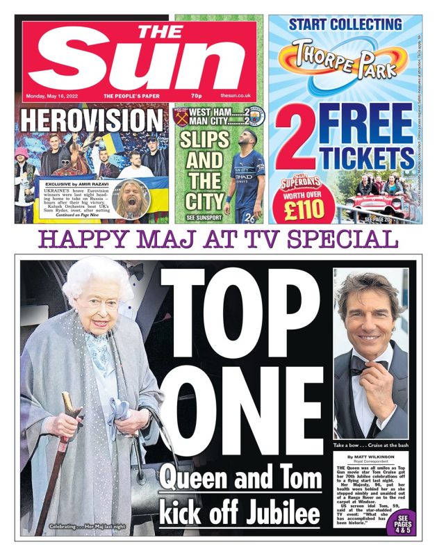 The Sun - Queen's Platinum Jubilee: Top one