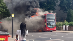Brixton bus fire: Double-decker bursts into massive flames at stop as temperatures rise