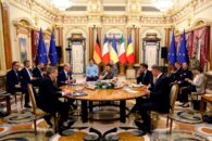 Macron, Scholz and Draghi in Kyiv meeting with President Zelenskyy