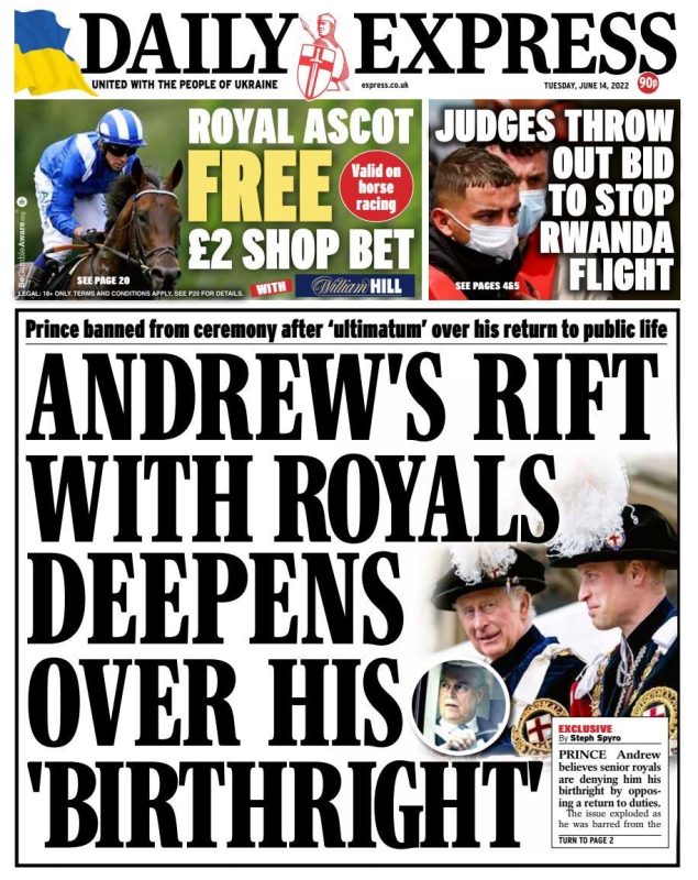 Daily Express - Andrew’s rift with royals deepens over his ‘birthright’