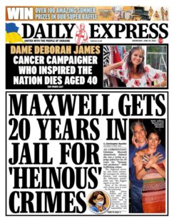 Daily Express – Maxwell gets 20-years in jail for ‘heinous crimes’