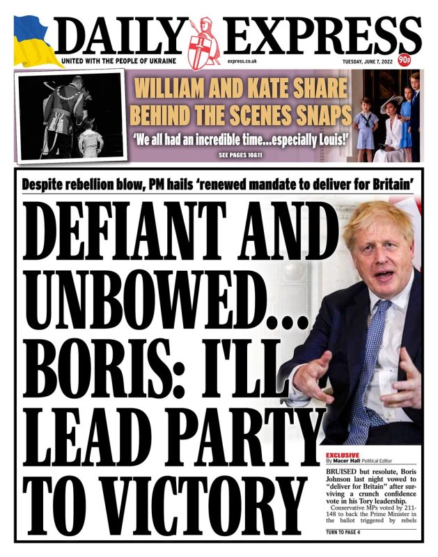 The Daily Express - Defiant and unbowed… I’ll lead party to victory