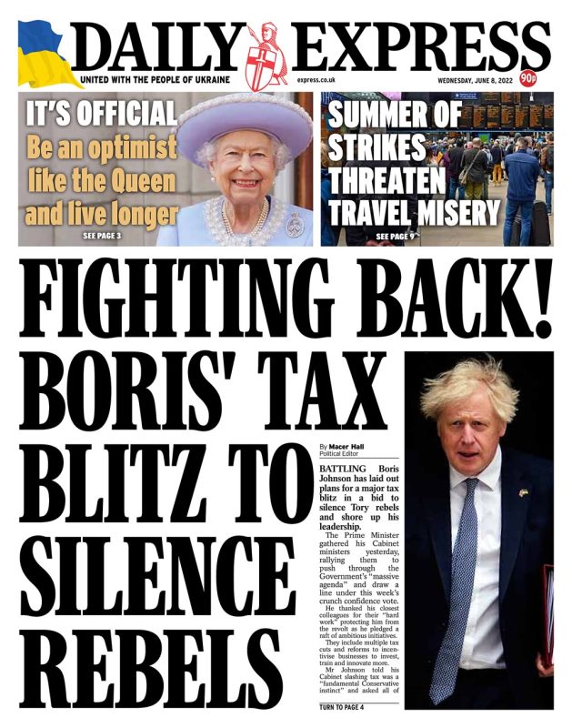 Daily Express - Boris tax blitz to silence rebels