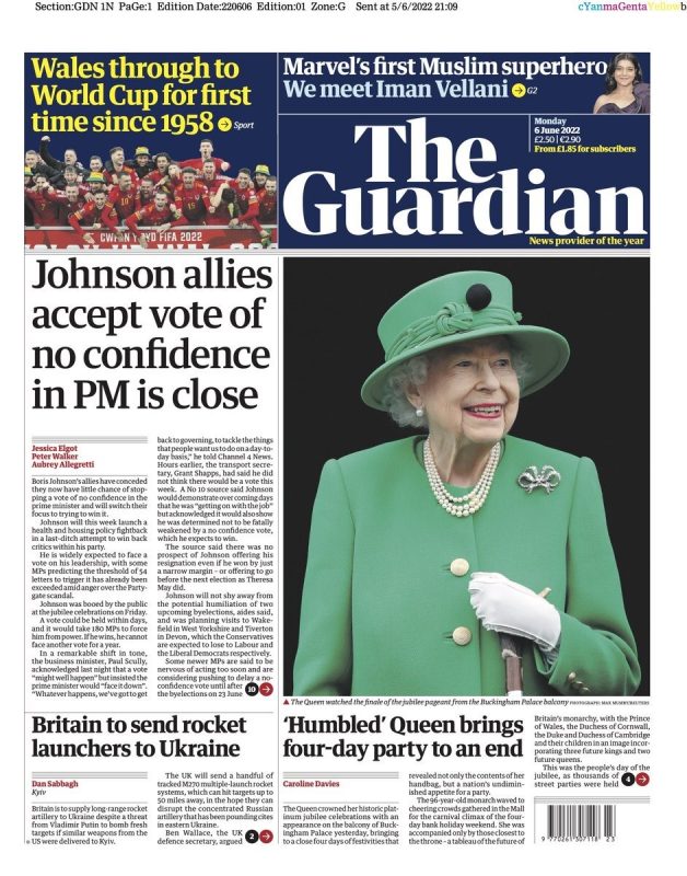 The Guardian - Johnson allies accept vote of no confidence in PM is close