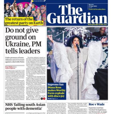 The Guardian - Do not give ground on Ukraine, PM tells leaders