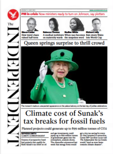 The Independent – Climate cost of Sunak’s tax breaks for fossil fuels