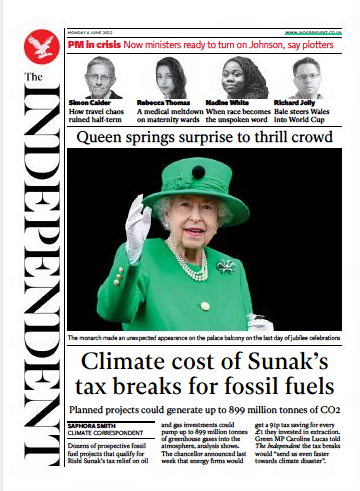 The Independent - Climate cost of Sunak’s tax breaks for fossil fuels