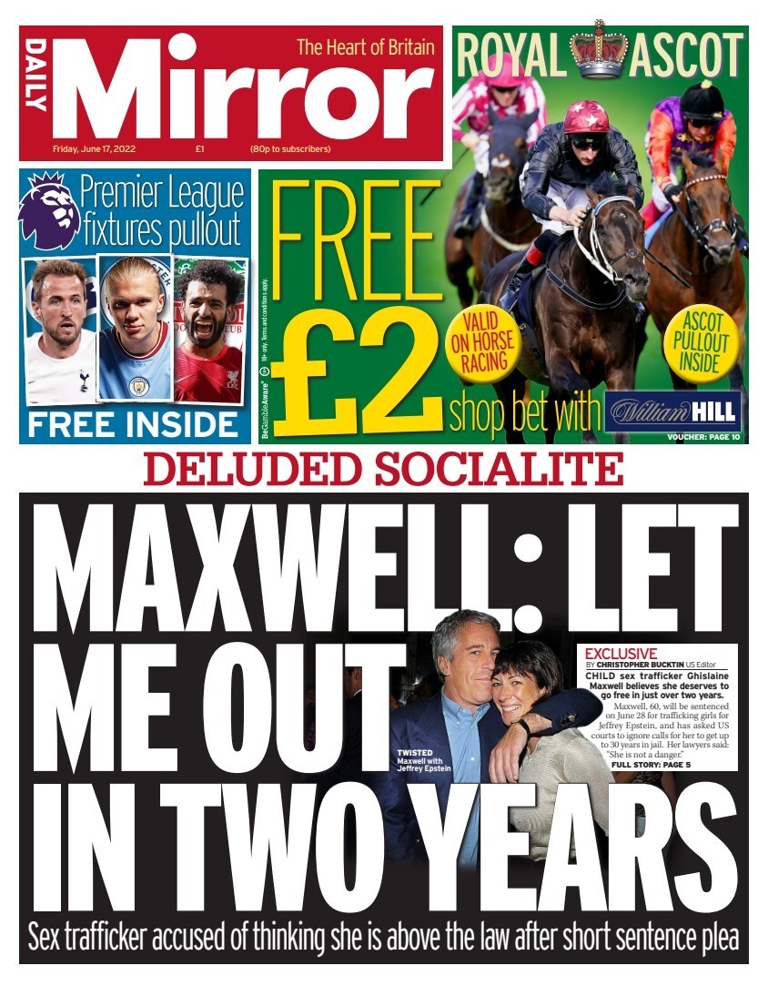 Daily Mirror - Maxwell: Let me out in two years