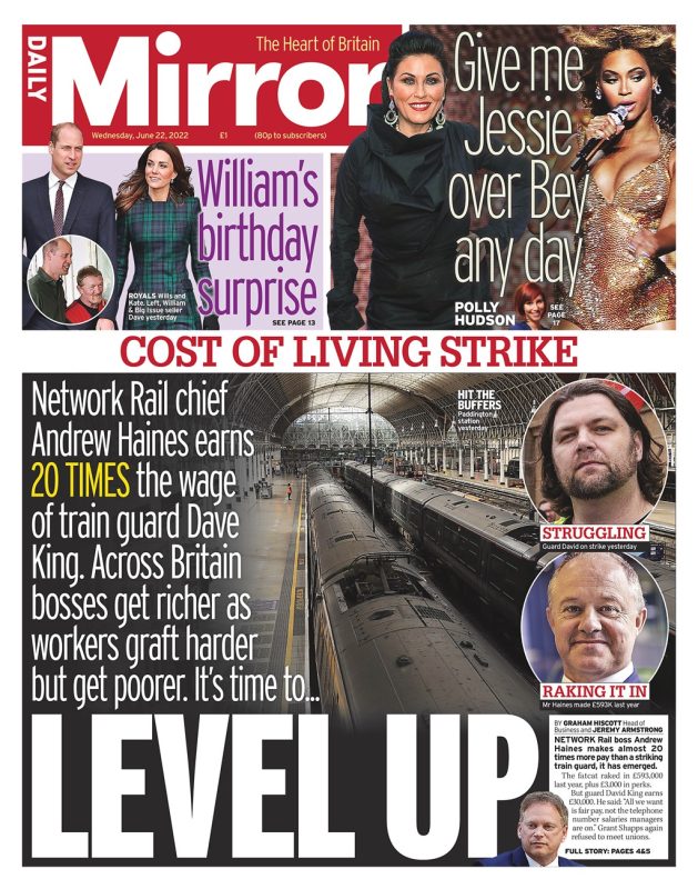 Daily Mirror - Cost of living strike: Level up