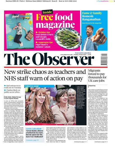 The Observer - New strike chaos as teachers and NHS staff warn of action on pay