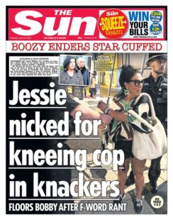 The Sun – Jessie nicked for kneeing cop in knackers