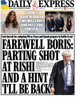 Daily Express – Goodbye Boris: Parting shot at Rishi and a hint ‘I’ll be back’