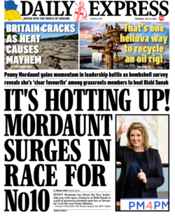 Daily Express – It’s hotting up! Mordaunt surges in race for No 10