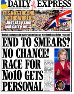 Daily Express – End to smears? No chance! Race to No 10 gets personal