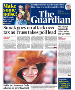 The Guardian – Sunak goes on attack over tax as Truss takes poll lead